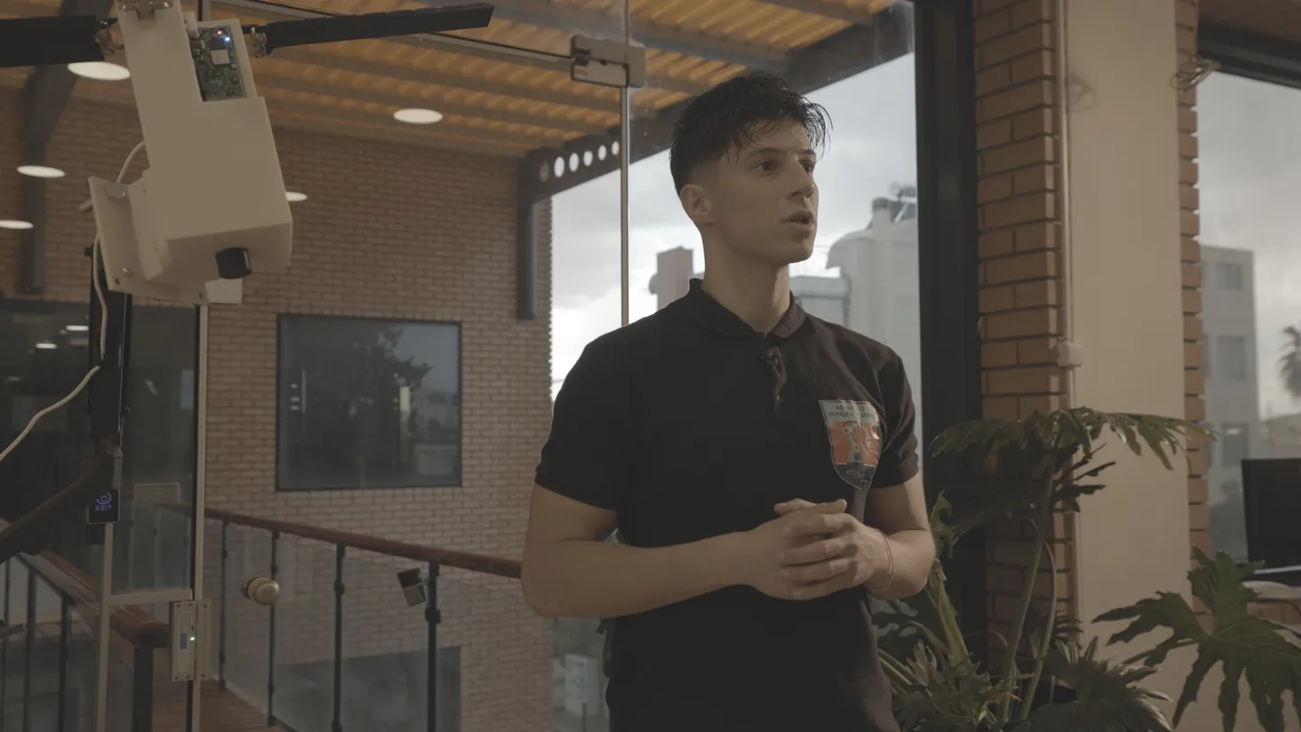 Interview in the OHB Hellas atrium, ungraded LOG footage