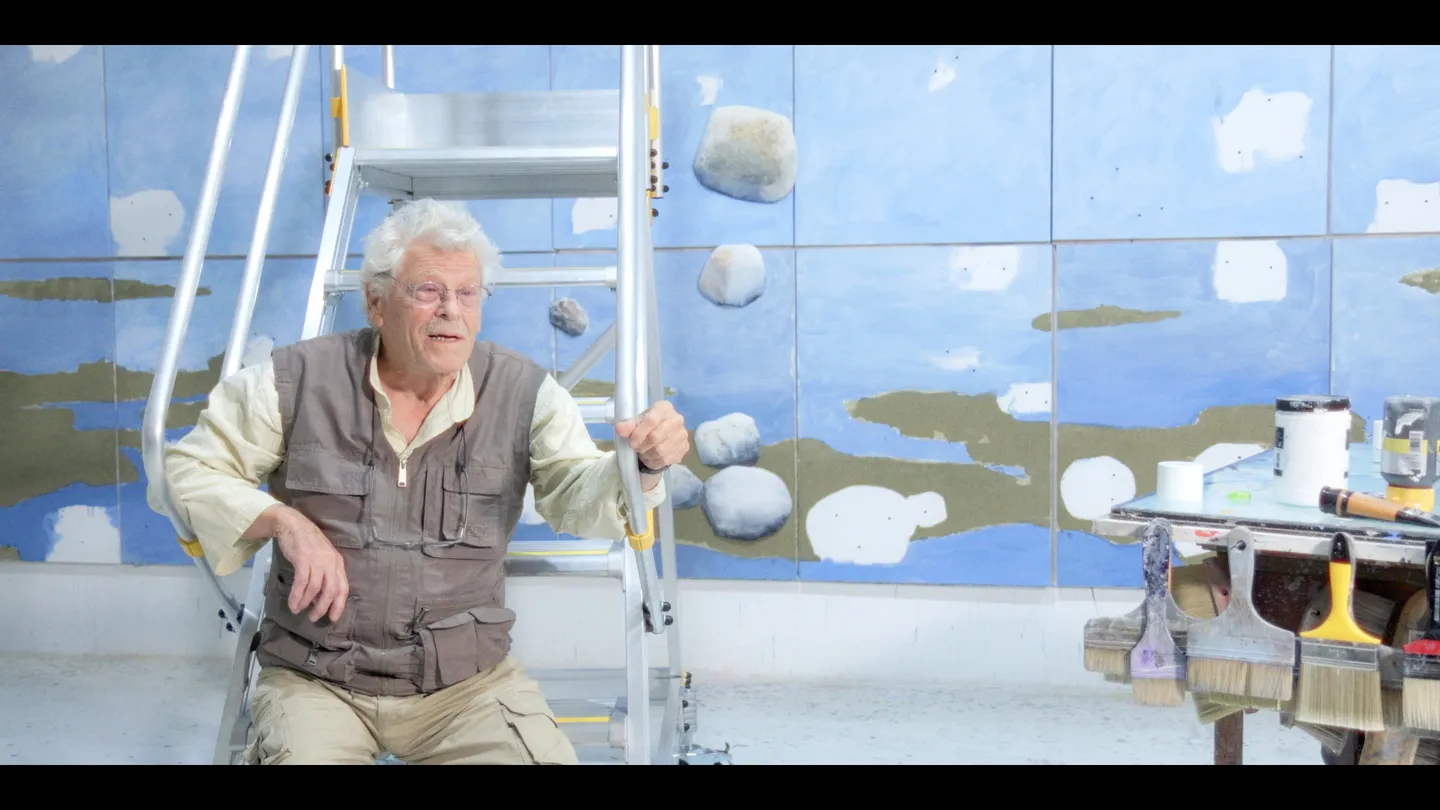 Artist Costas Tsoclis in his studio, final color grade