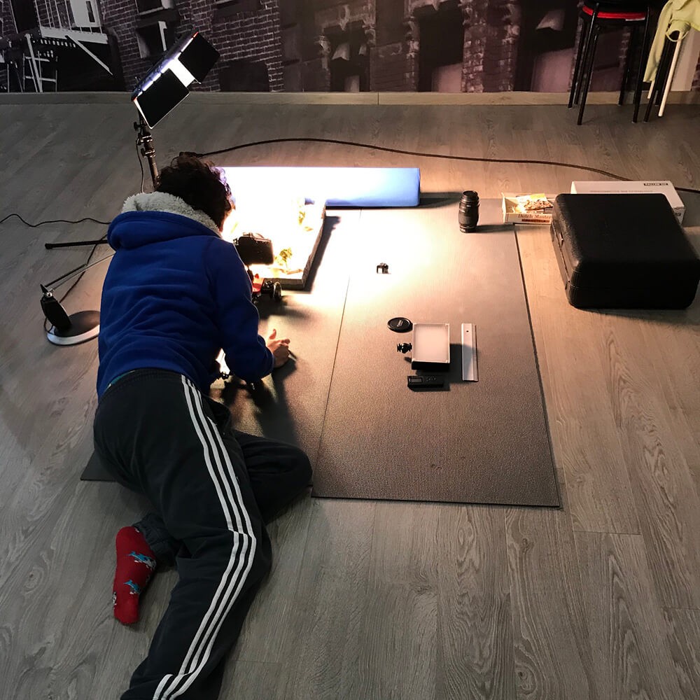 Adam filming with miniatures for AGR