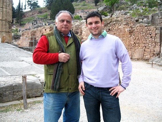 George Petritsis with his son Adam at Delphi, 2007