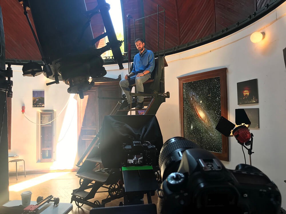 In the Athens observatory filming an AGR episode